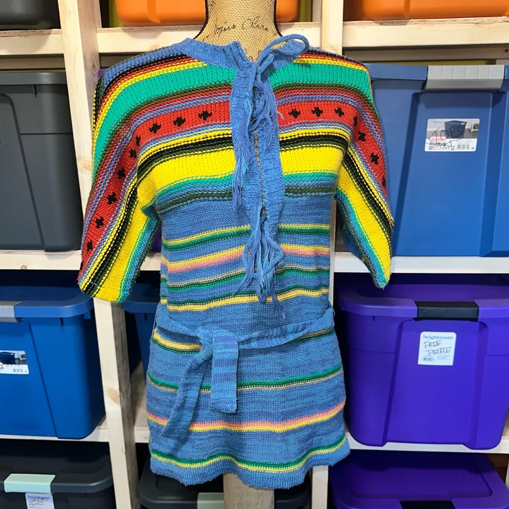 🌈NWT Colorful Striped Knit Poncho Top